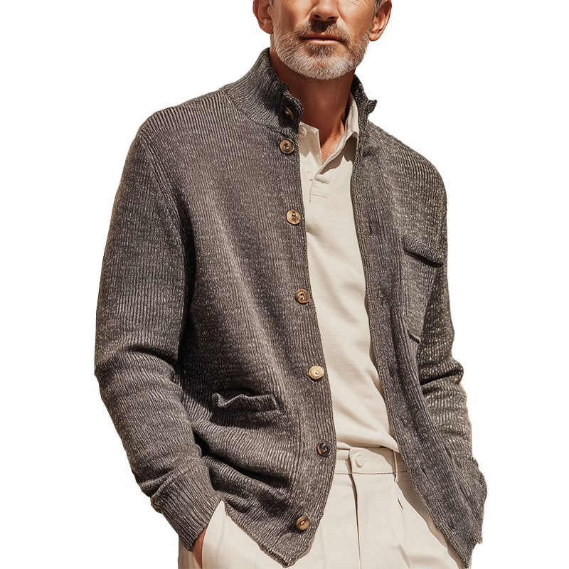 Men's Autumn Fashion Mixed Color Knitted Thin Cardigan MTA1612I7P