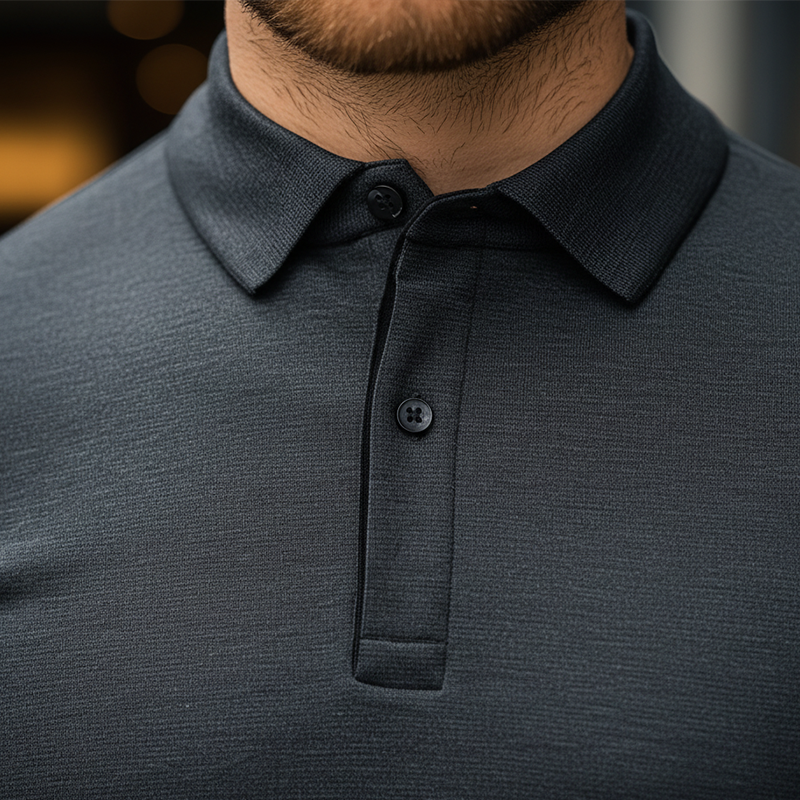 Men's Stylish And Simple Solid-color Slim-fit Button-down Polo Shirt MTA0830L1P