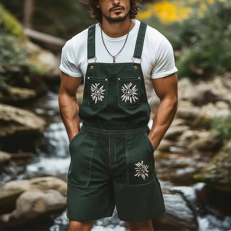 Men's Summer Vintage Embroidered Overalls MTA1244F7U