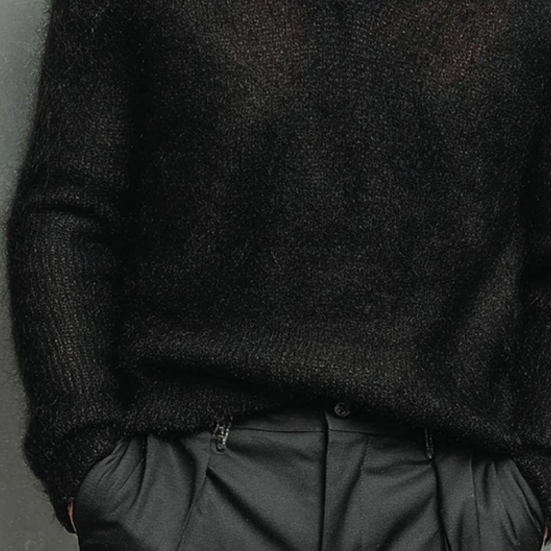 Men's Knitted Faux Fur V-neck Pullover Sweater MTA2972K7X