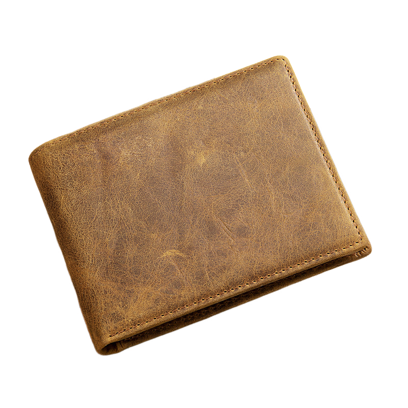 Men's Vintage Top Layer Cowhide Short Bi-Fold Wallet 45842491U