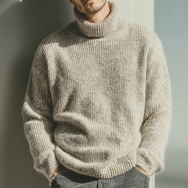 Men's Retro Casual Leisure Warm Knitted Turtleneck Sweater MTA1615I6TO
