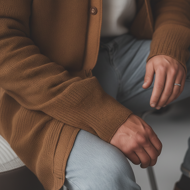 Men's Simple Cotton Yarn Knitted Loose Button-Up Cardigan MTA2628K0P