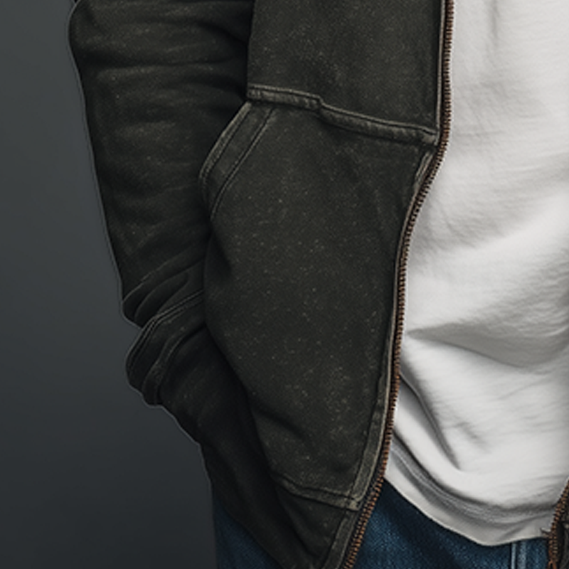 Men's Autumn Retro Washed Distressed Hooded Zipper Sweatshirt Cardigan MTA1337I9P