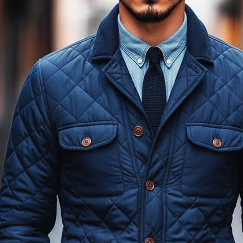 Men's Retro Casual Quilted Multi-Pocket Diamond Lapel Jacket MTA2476I4TO