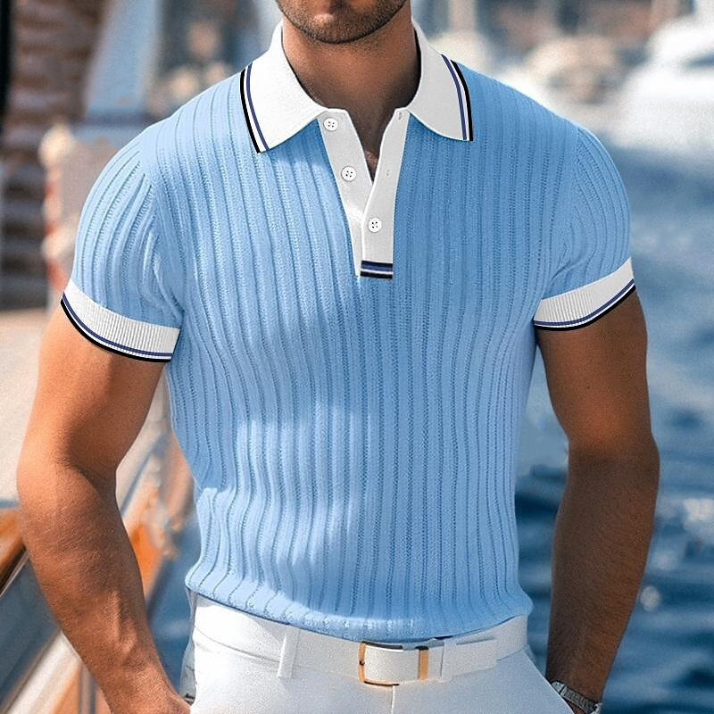 Men's Knitted Colorblock Short-sleeved POLO Shirt MTA2106G4X