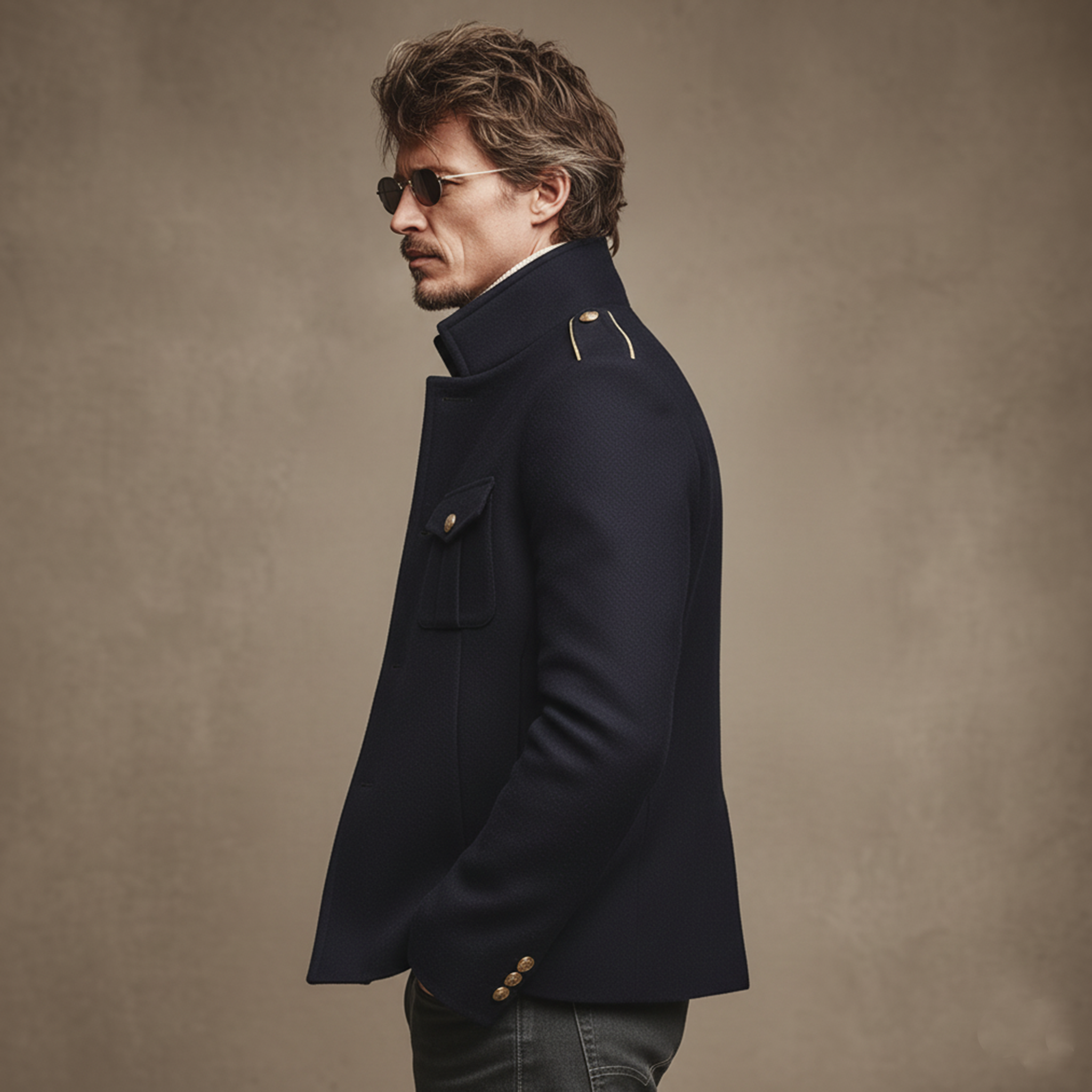 Men's Classic Retro Stand-up Collar Faux Suede Jacket MTA0757K2K