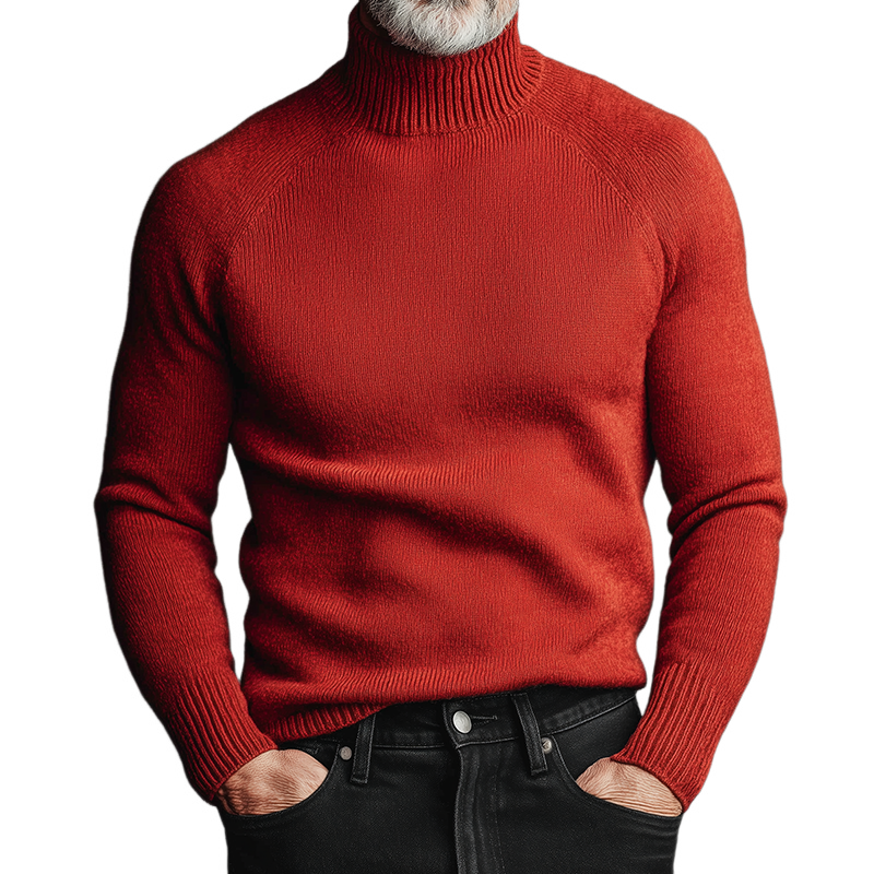 Men's Retro Casual Solid Color Knitted Turtleneck Sweater MTA1582I2TO