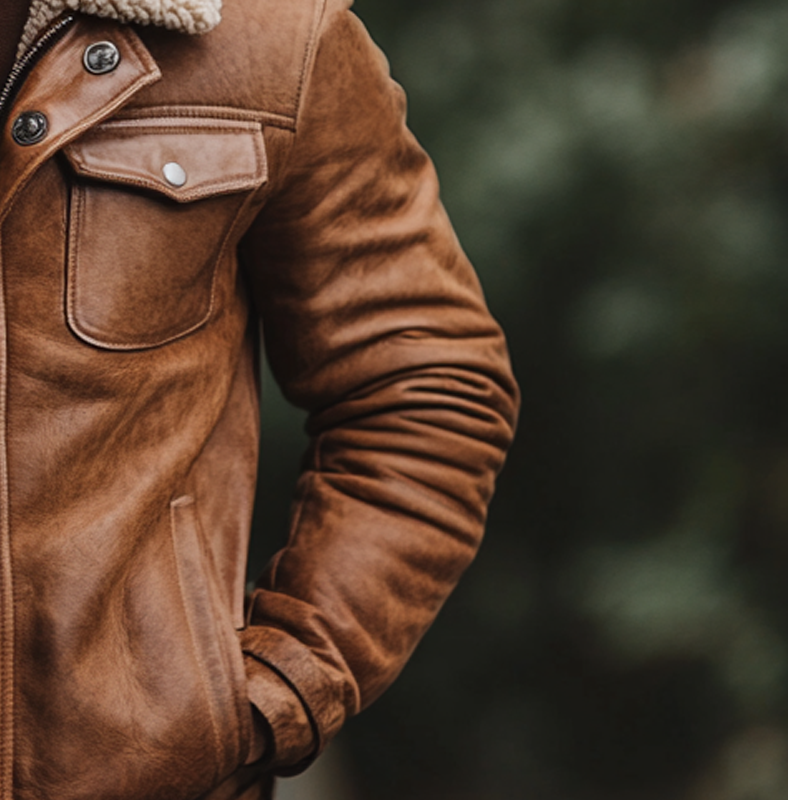 Men's Retro Fleece Collar Patchwork PU Leather Jacket MTA0710K6X