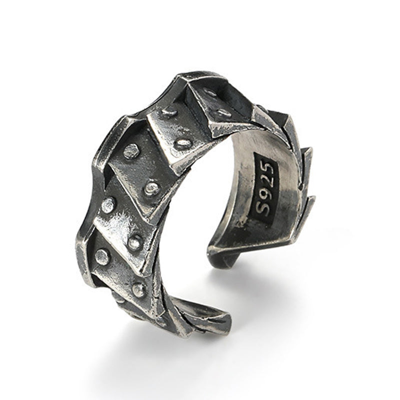 Men's Fashion Motorcycle Gear S925 Silver Adjustable Ring MTA3025F0M