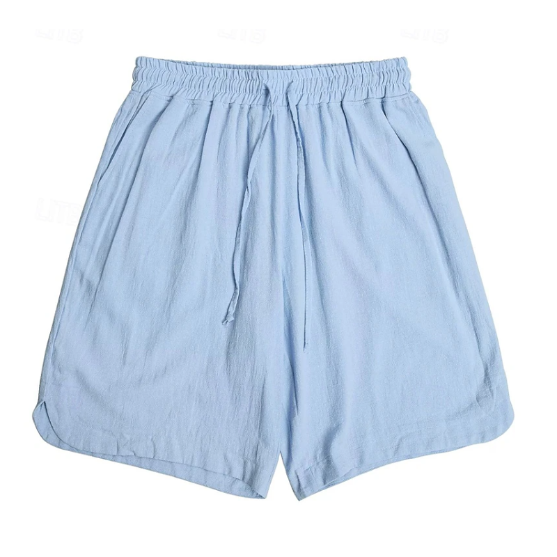 Men's Casual Cotton Linen Elastic Waist Loose Shorts 88923124M