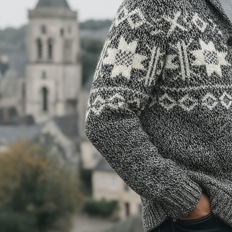 Men's Winter Vintage Knitted Jacquard Cotton Cardigan MTA1679J2P