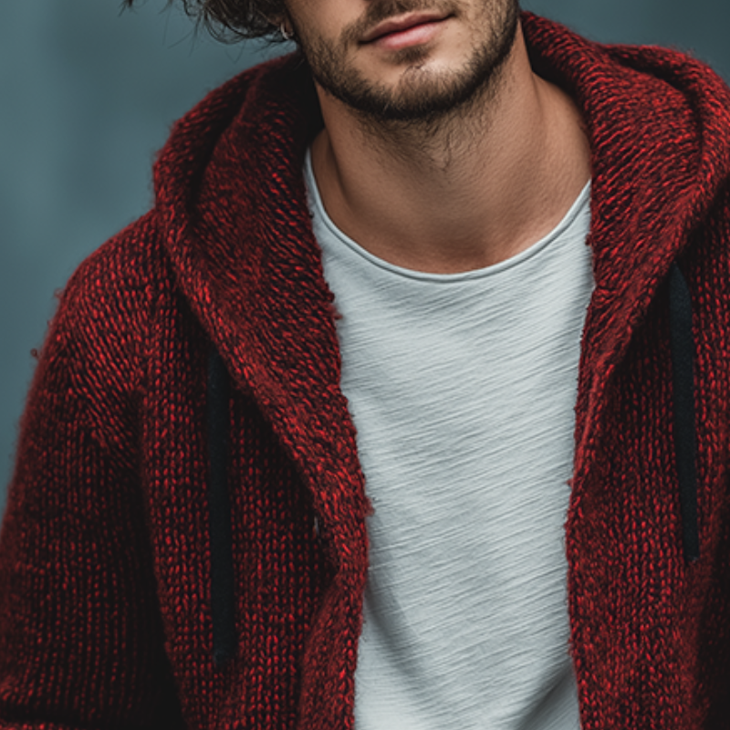 Men's Retro Casual Knit Hooded Button Cardigan Jacket MTA2166J9TO