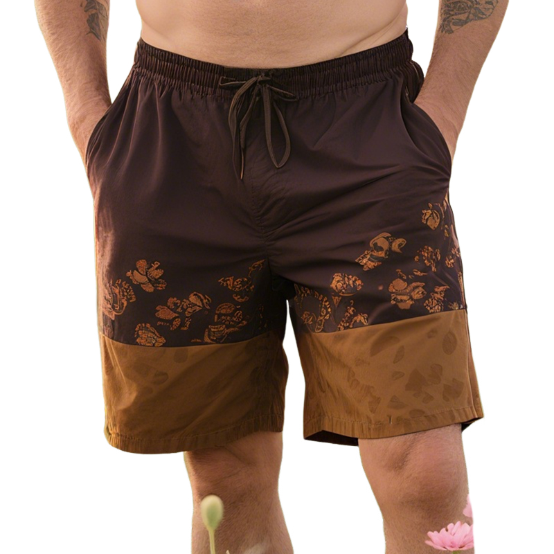 Men's Retro Western Cowboy Style Classic Ranch Print Shorts MTA1366E0TO