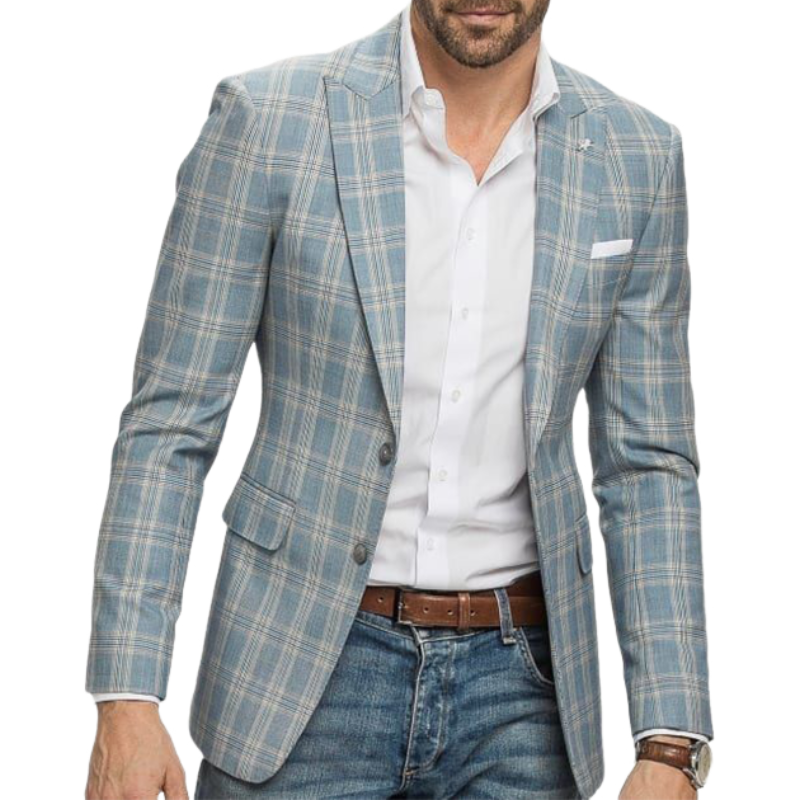 Men's Classic Casual Single-breasted Plaid Slim-fit Blazer 50535570K