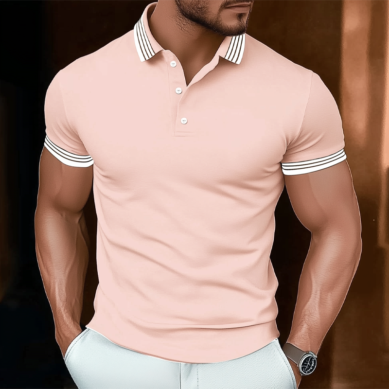 Men's Basic Business Stitching Cotton Short Sleeve POLO Shirt MTA2453G7U