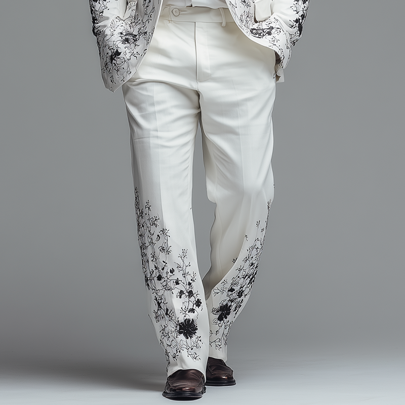 Men's Fashion Simple Printed Blended Suit Trousers MTA1817H6P