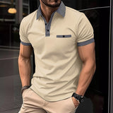 Men's Button Down Colorblock Sports Short Sleeve  Polo Shirt 86428180X