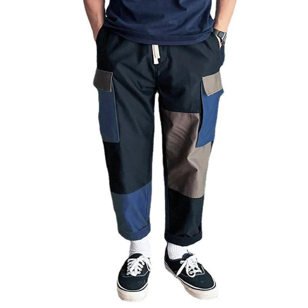 Men's Casual Lightweight Loose Patch Pocket Patchwork Cargo Pants 76325389M