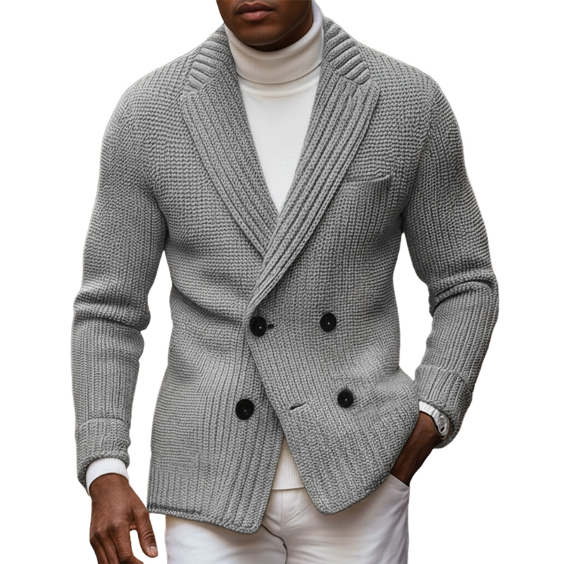 Men's Classic Notched-lapel Double-breasted Knitted Cardigan MTA1975I1U