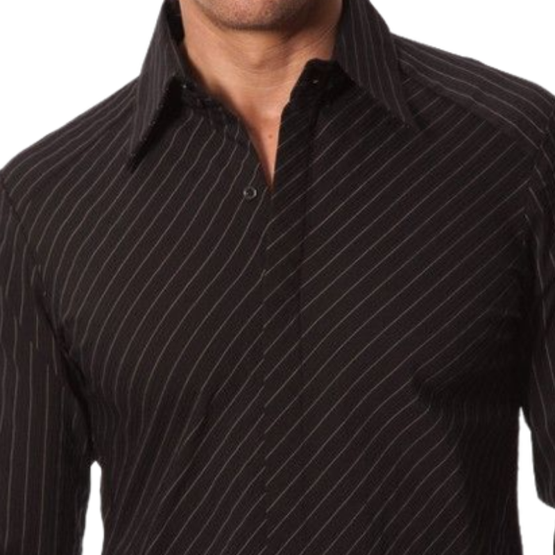 Men's Trendy Twill Lapel Long-sleeved Shirt 30245273F