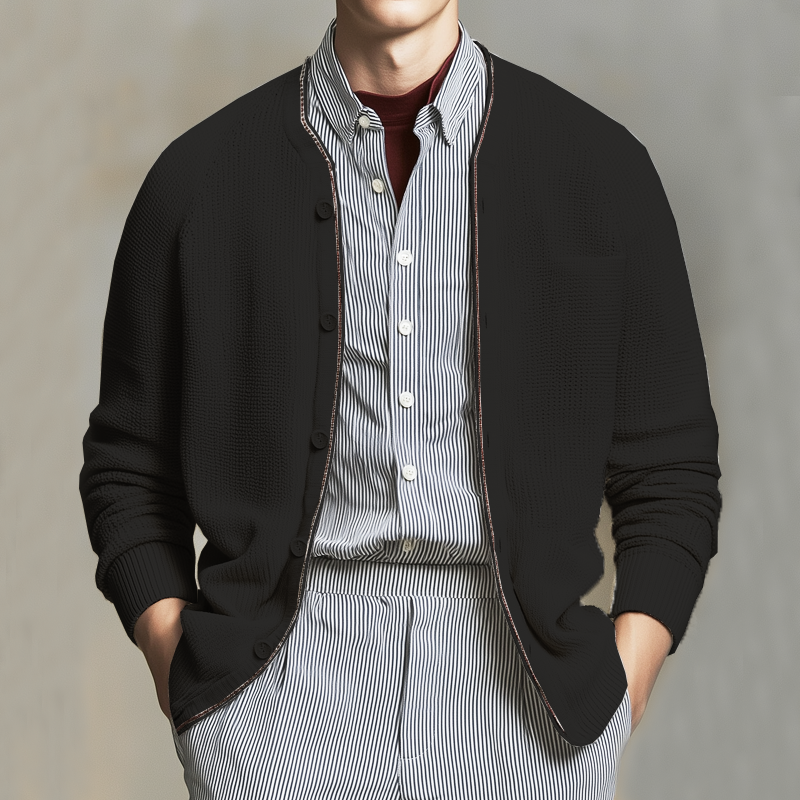 Men's Business Button Crew Neck Knit Cardigan MTA2232H3U