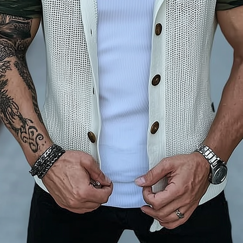 Men's Knitted Lapel Casual Vest MTA1437G6X