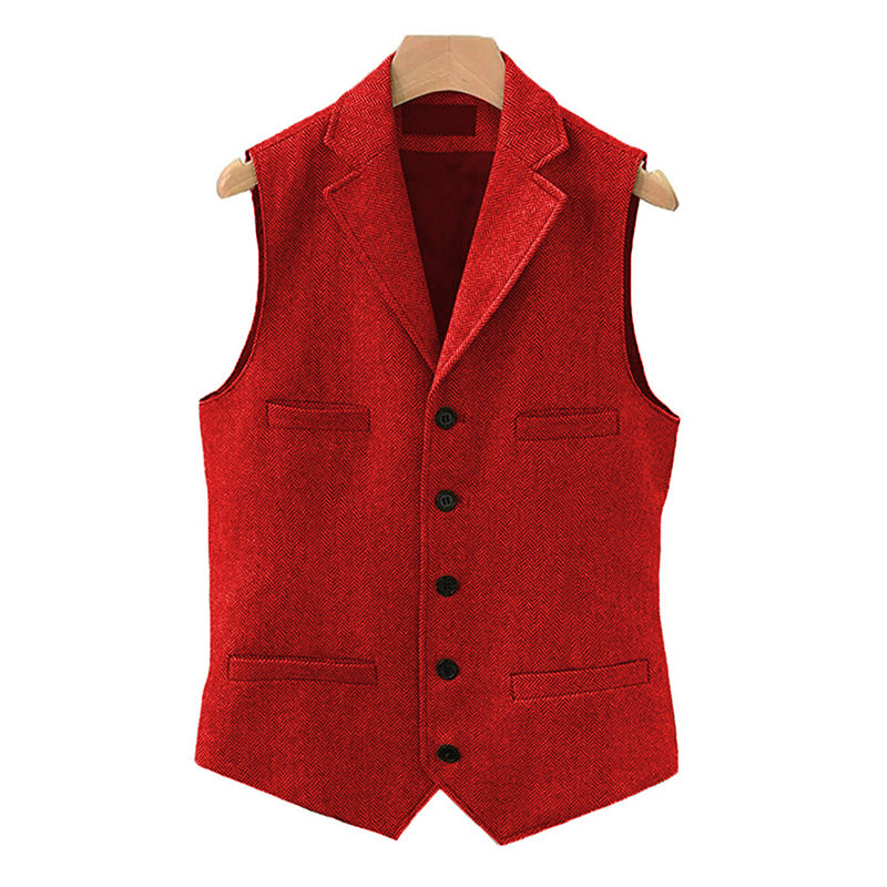 Gilet de costume à simple boutonnage à revers classique vintage pour homme 15824060M