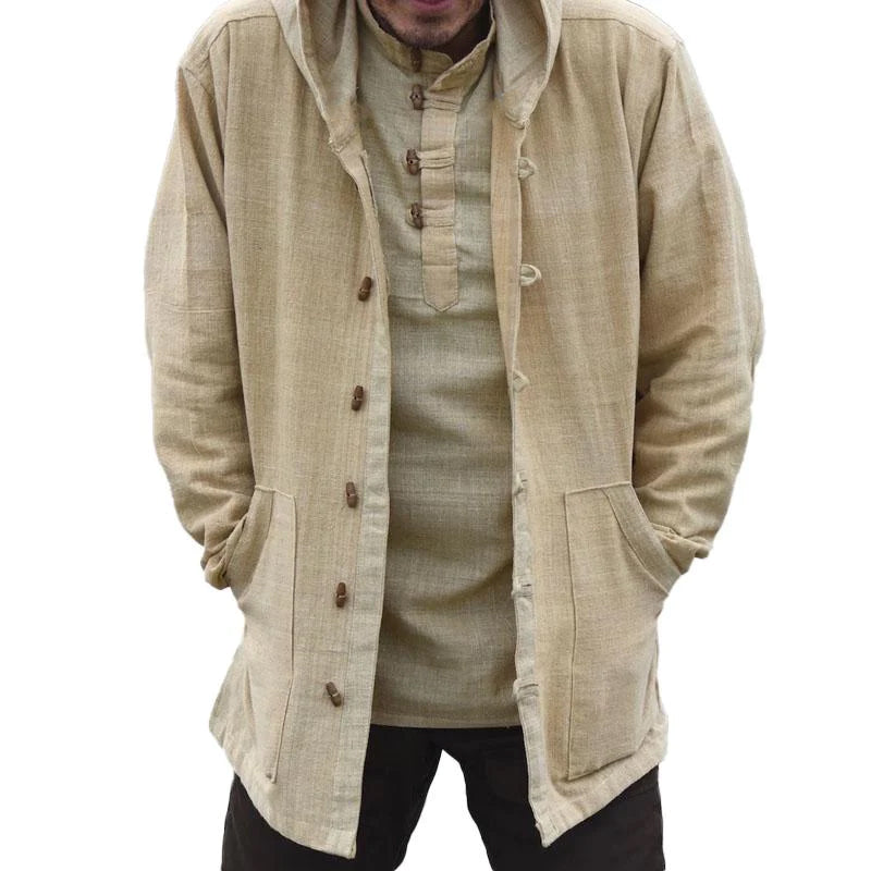 Men's Casual Thin Long Sleeve Hooded Shirt Jacket 97827269M