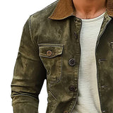 Men's Army Green Washed Denim Jacket 34769936U