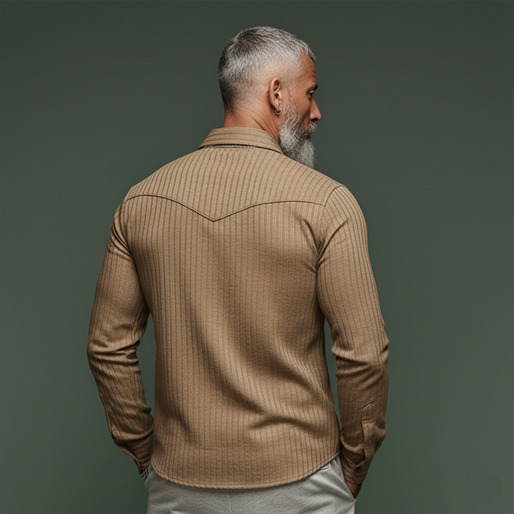 Men's Classic Casual Ribbed Long-sleeved Shirt MTA1525L3K