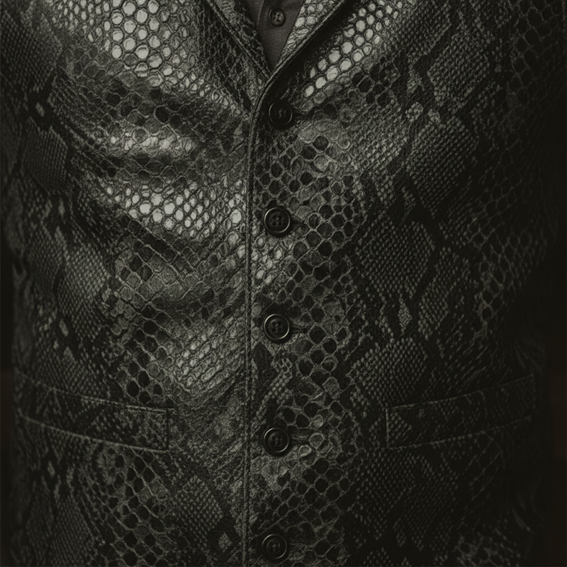 Men's Vintage Snake-Print PU Leather Vest MTA2951I5P