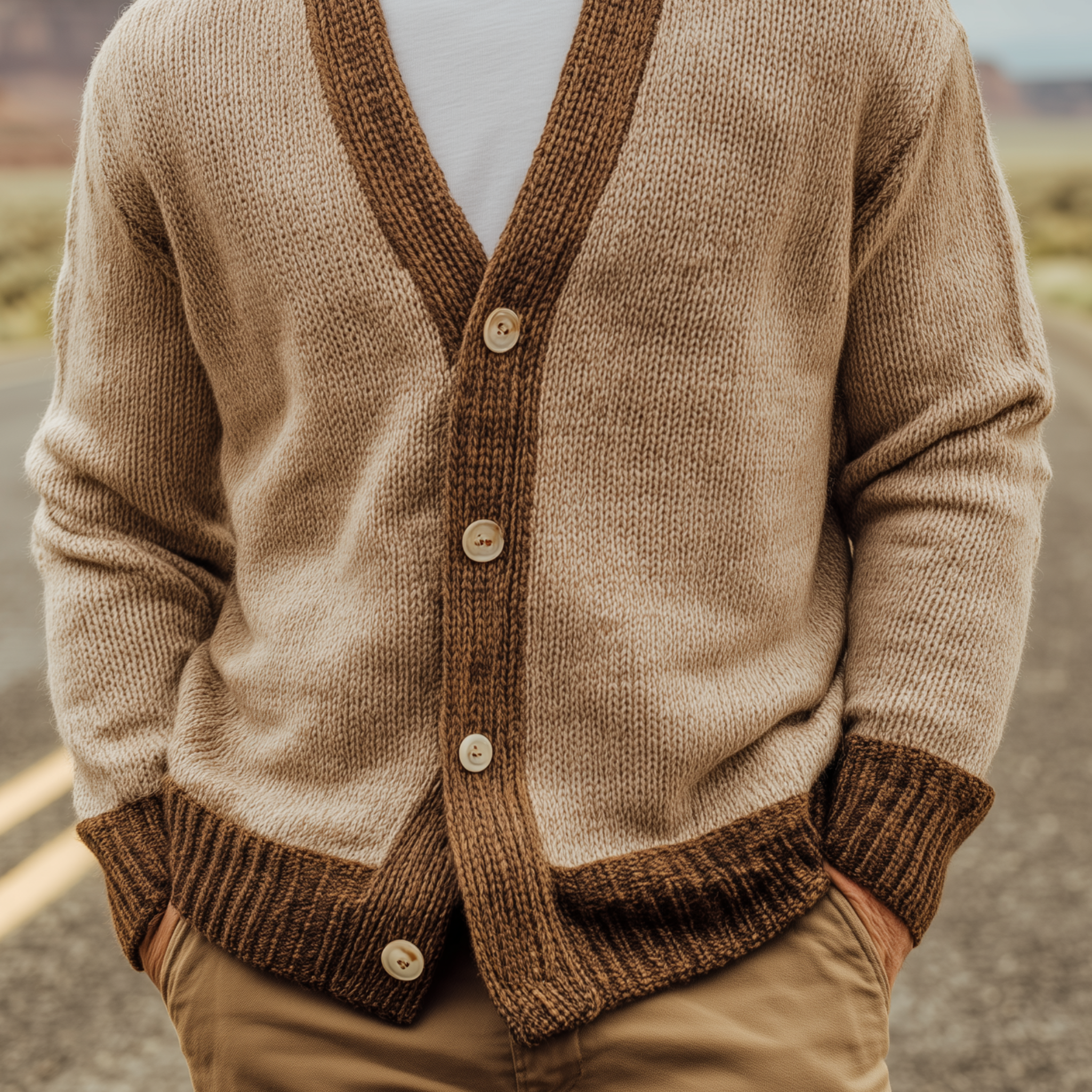 Men's Classic Casual Collar Contrast Color Knit Cardigan MTA2978H9K