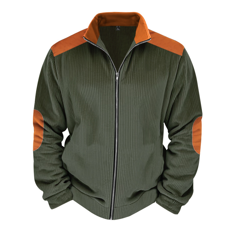 Men's Casual Thin Corduroy Patchwork Lapel Jacket MTA1862F1X