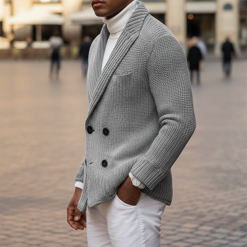 Men's Classic Notched-lapel Double-breasted Knitted Cardigan MTA1975I1U