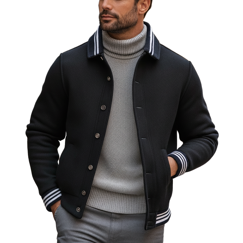 Men's Winter Vintage-style Faux Wool Button-up Jacket MTA1757L5P