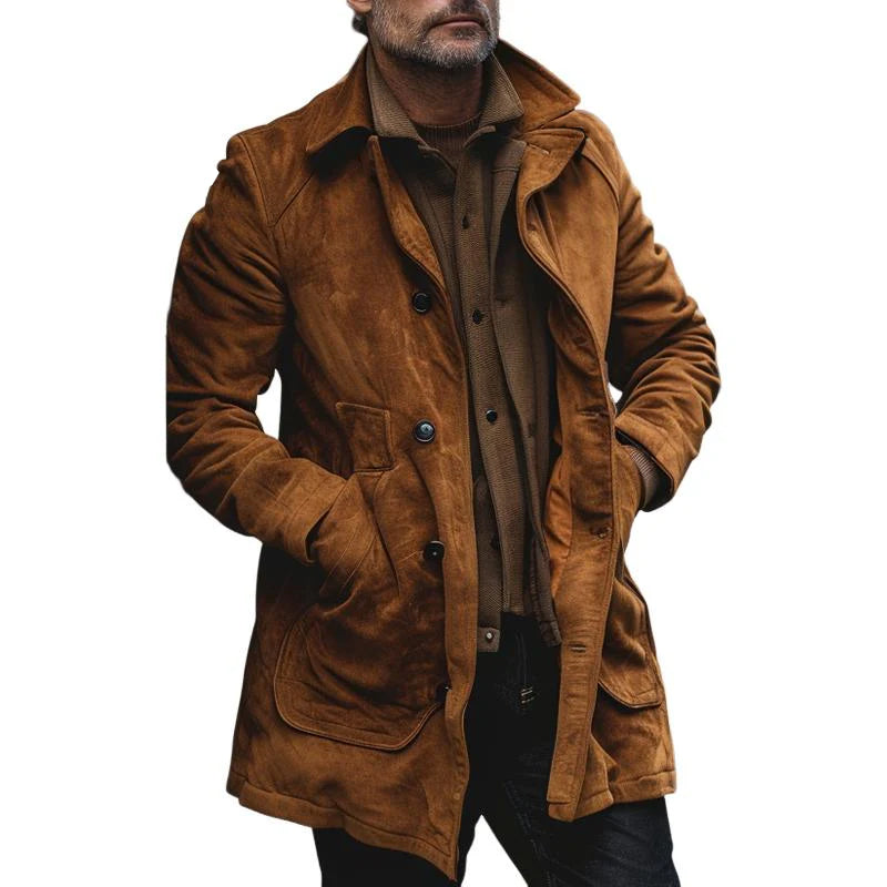 【Expédition 24h】Manteau boutonné vintage en daim pour homme 76776655X