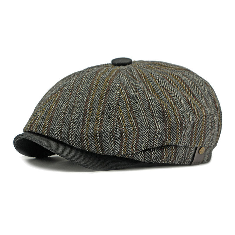 Vintage Bohemian Striped Newsboy-hatt for menn 24381666M