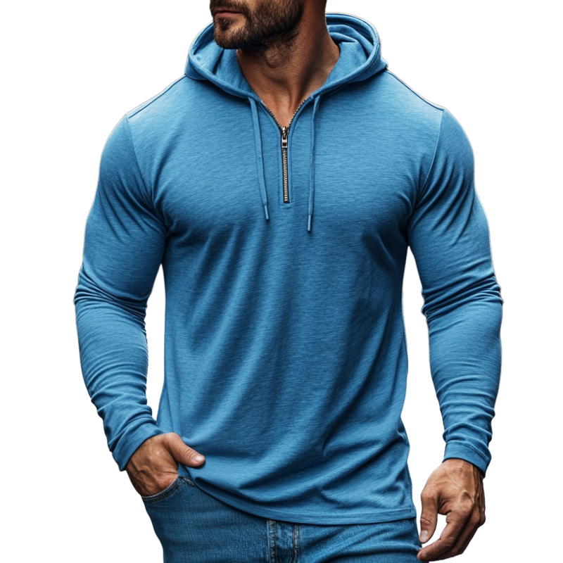 Men's Retro Casual Zipper Hooded Long Sleeve T-Shirt 01497761TO