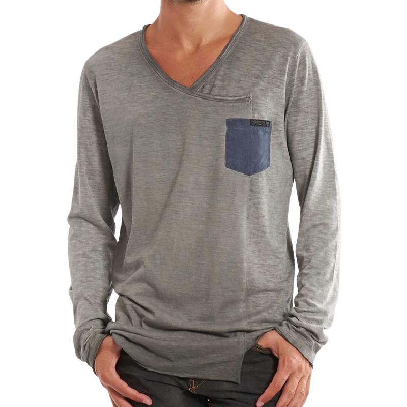 Men's Classic V-neck Long Sleeve Casual T-shirt 06685090F