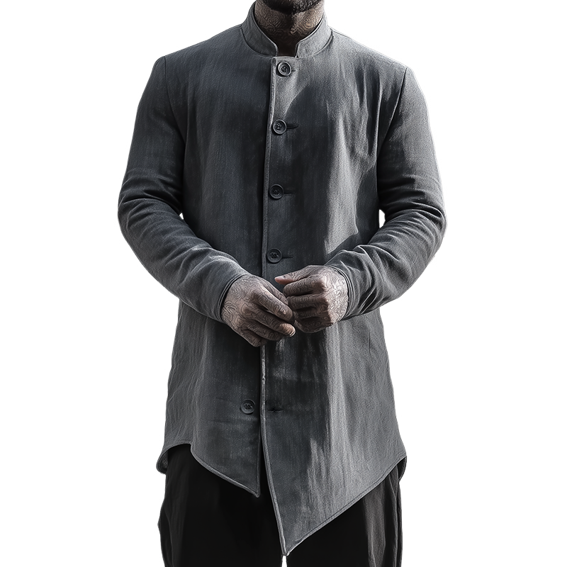 Men's Retro Casual Washed Stand Collar Mid-Length Jacket MTA2147H9TO