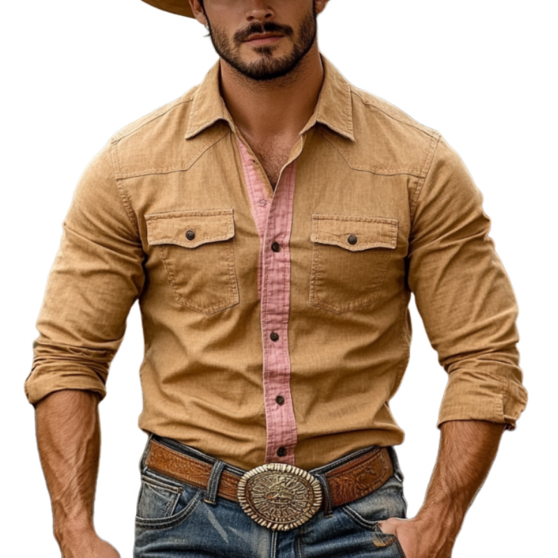 Vestlig cowboy-stil for menn, fargematchende jakkeslag langermet skjorte 78533635Y