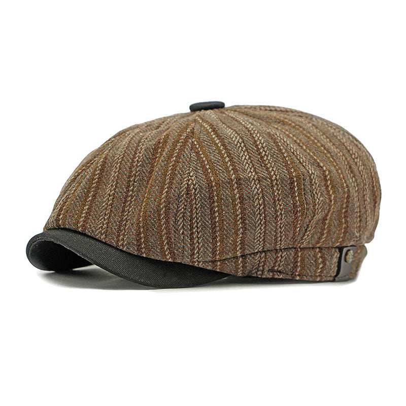 Men's Vintage Bohemian Striped Newsboy Hat 24381666M