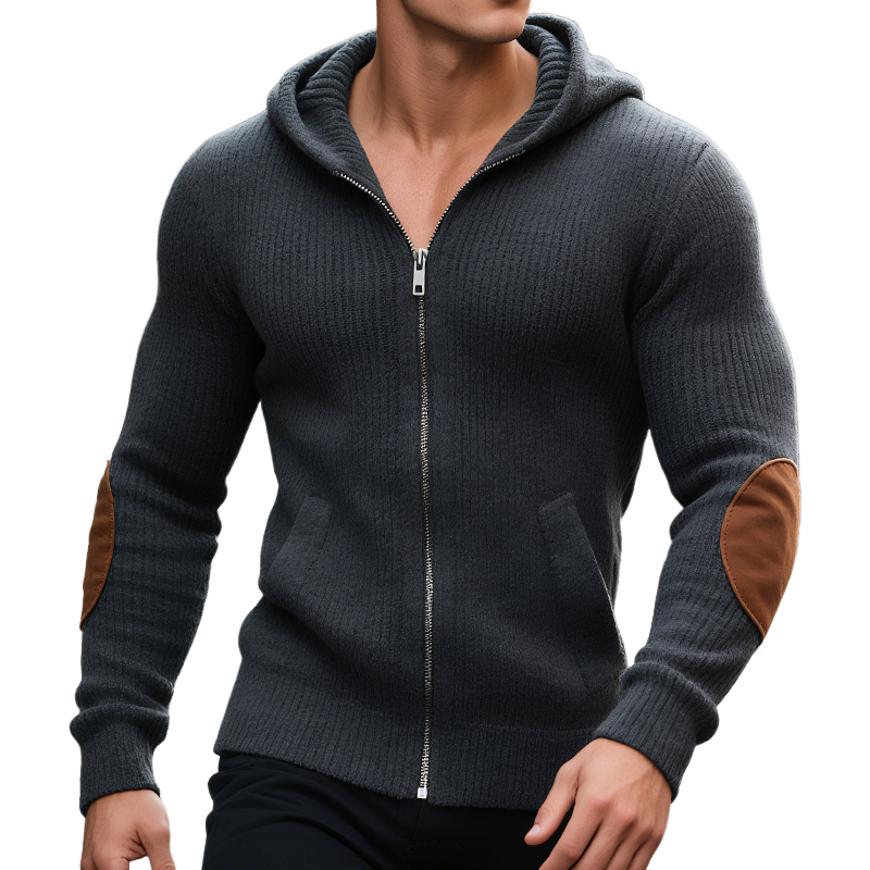 Men's Retro Casual Knit Hooded Zipper Jacket MTA1399H5TO