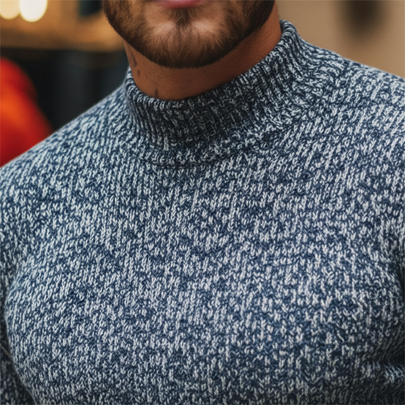 Men's Fashion Colorful Polyester Faux Wool Slim-fit Half-Turtleneck Sweatshirt MTA1790J4P