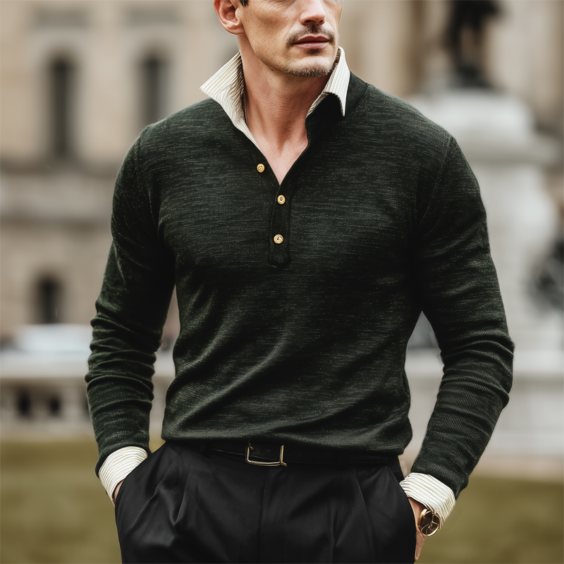 Men's Classic Color-block Collar Knitted Sweater MTA2476I5U