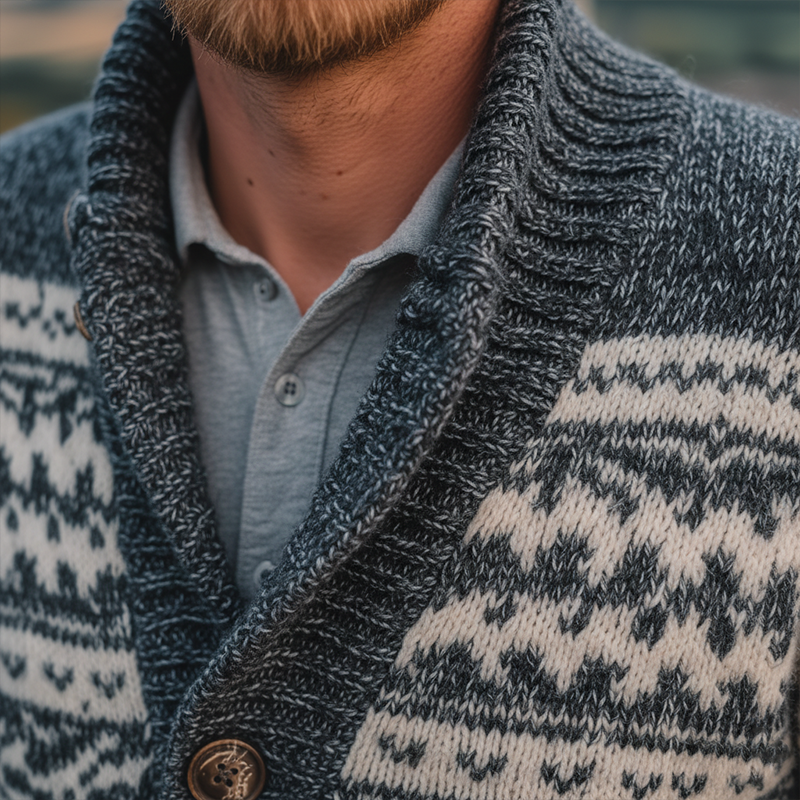 Men's Winter Vintage Knitted Jacquard Cotton Cardigan MTA1606J8P