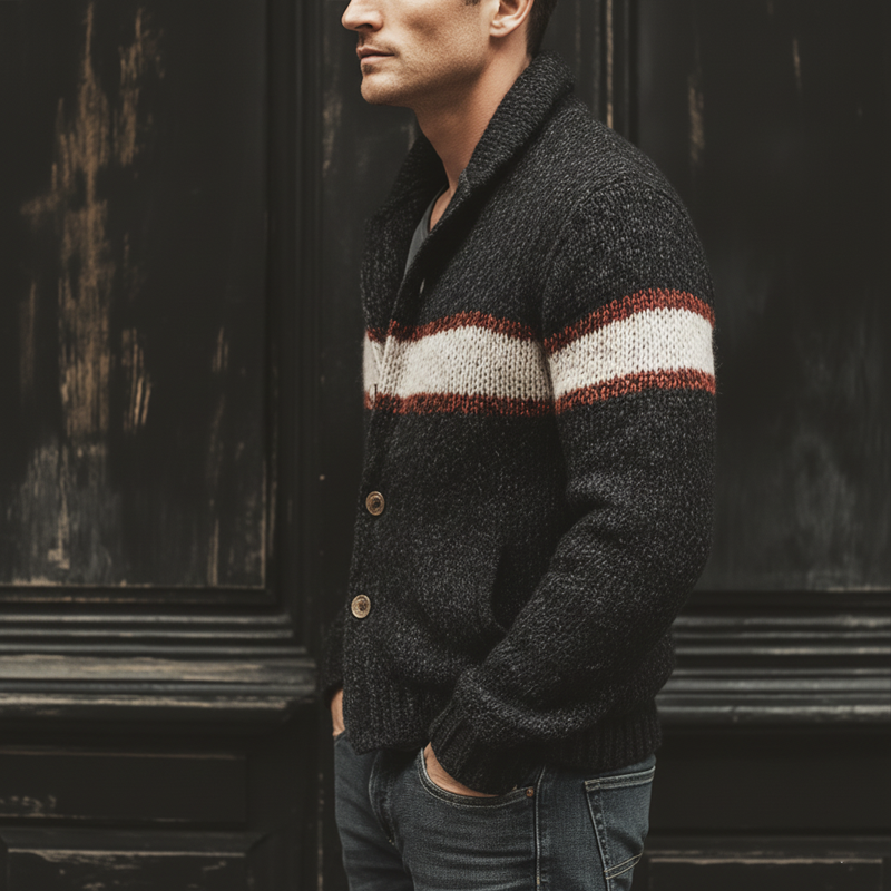 Men's Classic Color-blocked Button-down Knit Cardigan MTA3021J7U