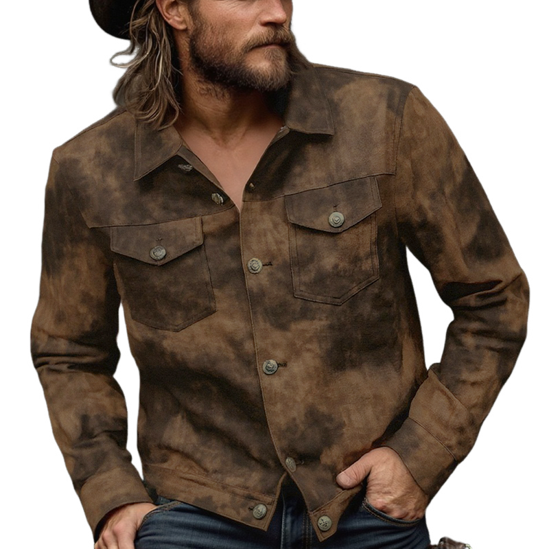 Men's Vintage Distressed PU Leather Lapel Jacket MTA2098H3X