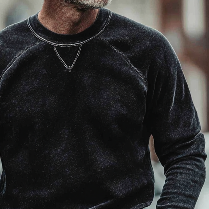 Men's Vintage Crew Neck Faded Long Sleeve Sweatshirt MTA1330H5X